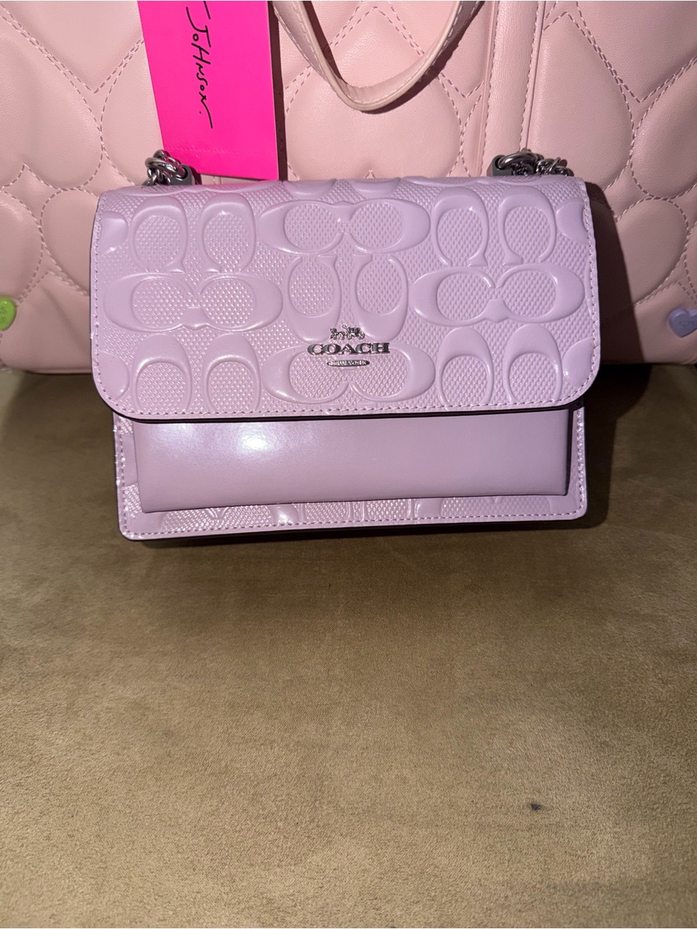 Coach Pastel Lilac Embossed Signature Crossbody Bag